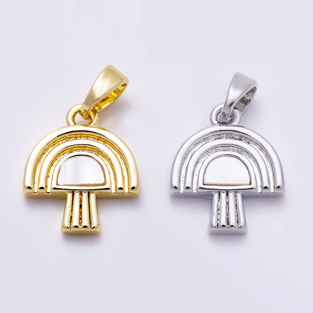 16K Gold Filled 14mm Square Shell Pearl Mushroom Pendant | Charms-02041 - Charms-02042