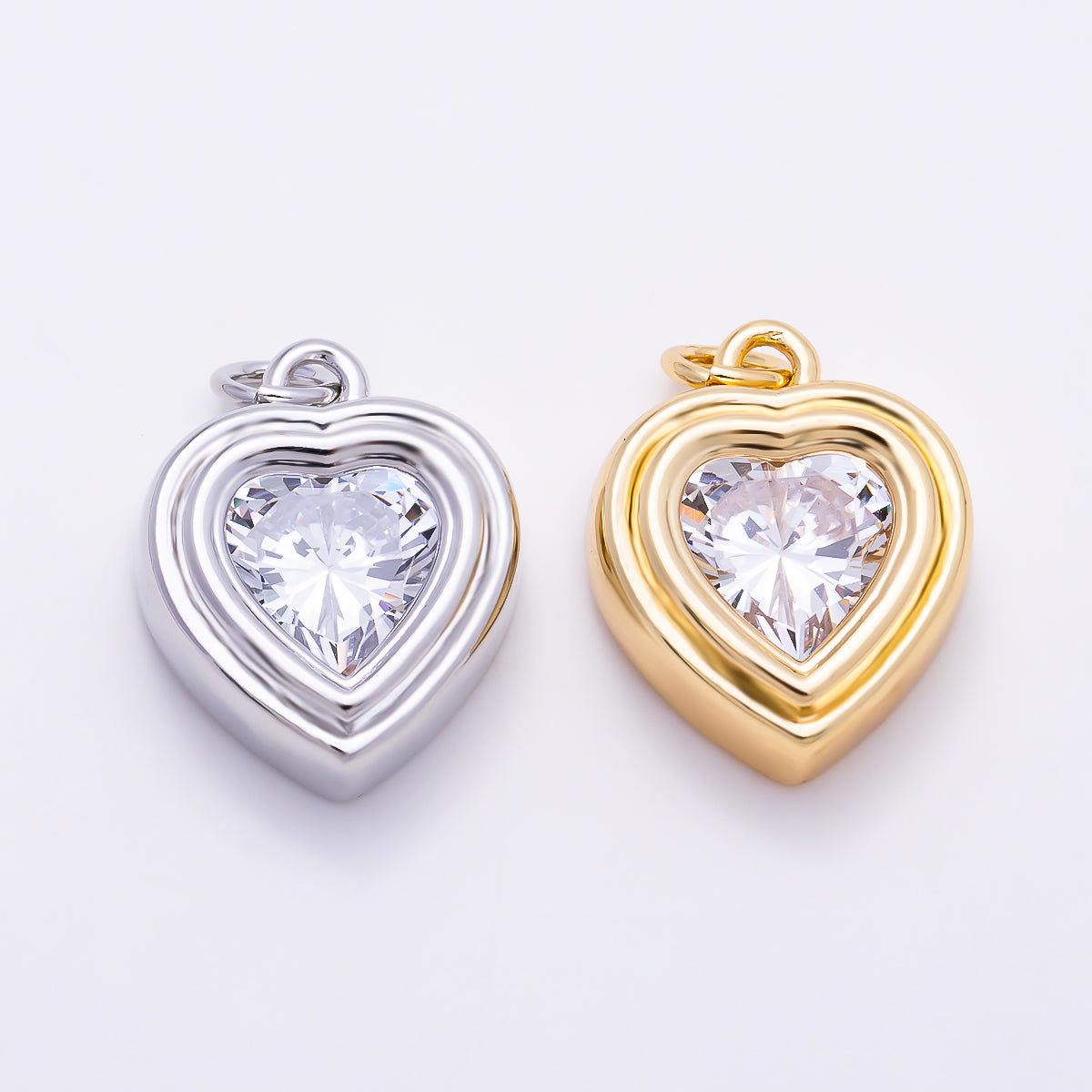 16K Gold Filled 18mm Clear CZ Geometric Square Bezel Charm | Charms-01914 - Charms-01915