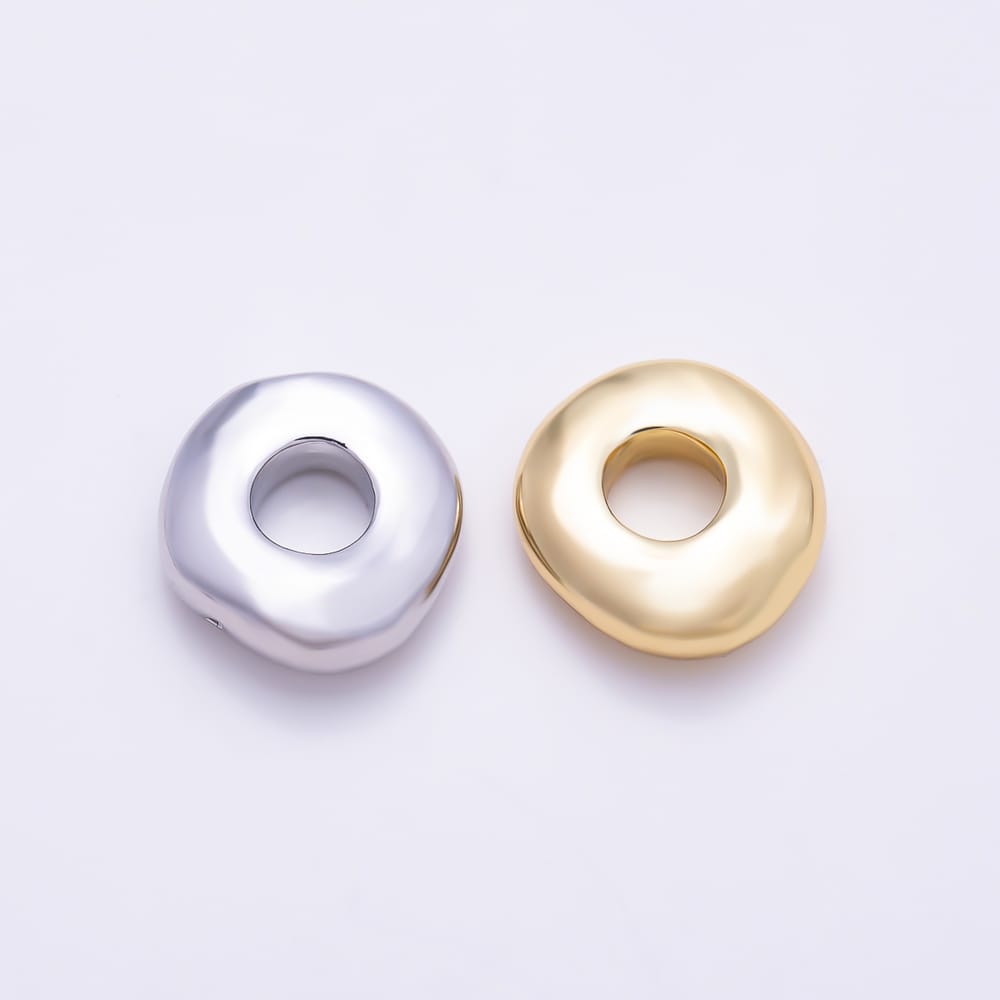 16K Gold Filled 11mm Plain Irregular Organic Wavy Pebble Spacer Bead in Gold & Silver | Beads-00611 & Beads-00612