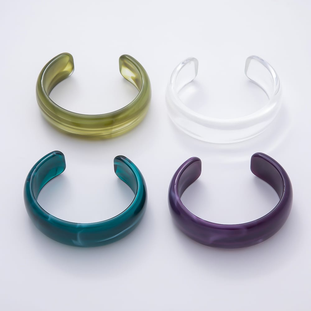 Clear, Green, White, Teal, Pink, Brown, Purple Marble Resin Acrylic Wide Cuff Bracelet | WA-00004 ~ WA-00172