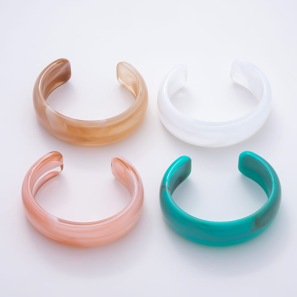 Clear, Green, White, Teal, Pink, Brown, Purple Marble Resin Acrylic Wide Cuff Bracelet | WA-00004 ~ WA-00172