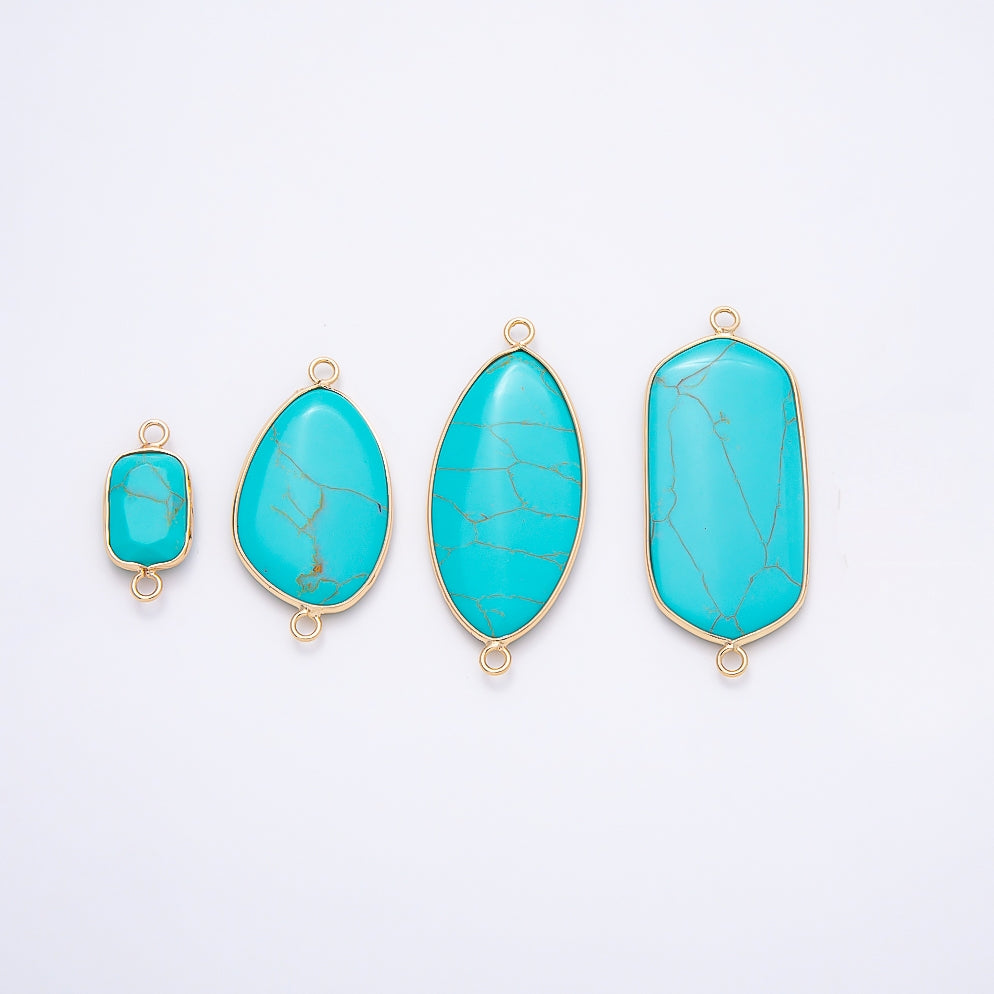 16K Gold Filled Turquoise Cabochon Natural Gemstone Multi-Shape Center Statement Connector | Connectors-00035 - Connectors-00038