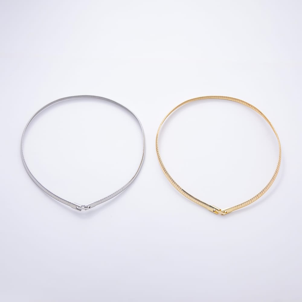 16K Gold Filled 6mm Omega Herringbone Flat Chain 16 Inch Necklace | WA-01133 WA-01138
