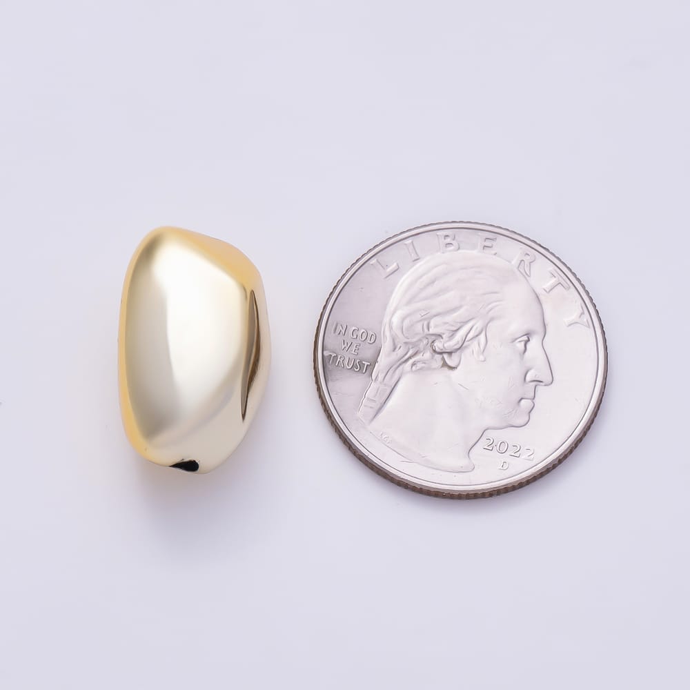 16K Gold Filled 20mm Minimalist Multifaceted Irregular Pebble Nugget Loose Spacer Bead by 10 Pieces | Beads-00636