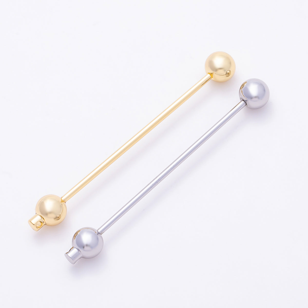 16K Gold Filled 86mm Minimalist Linear Bar Barbell in Gold & Silver | Findings-00496 Findings-00497