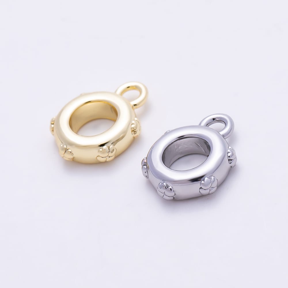 16K Gold Filled 10.5mm Minimalist Lucky Clover Rondelle Bail Findings in Gold & Silver | Findings-00656 Findings-00657