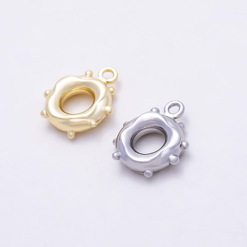 16K Gold Filled 11mm Molten Dotted Minimalist Drop Rondelle Bail Findings in Gold & Silver | Findings-00654 Findings-00655