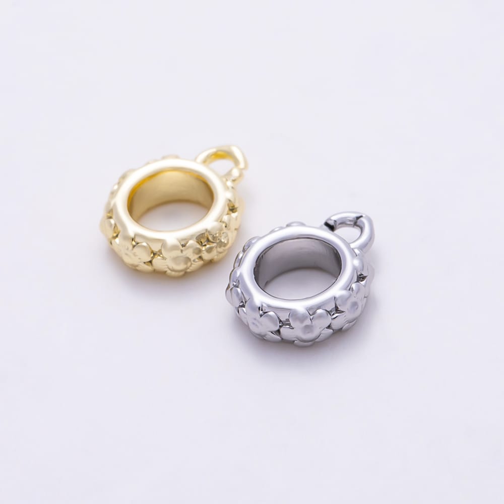 16K Gold Filled 9mm Flower Minimalist Drop Rondelle Bail Findings in Gold & Silver | Findings-00652 Findings-00653