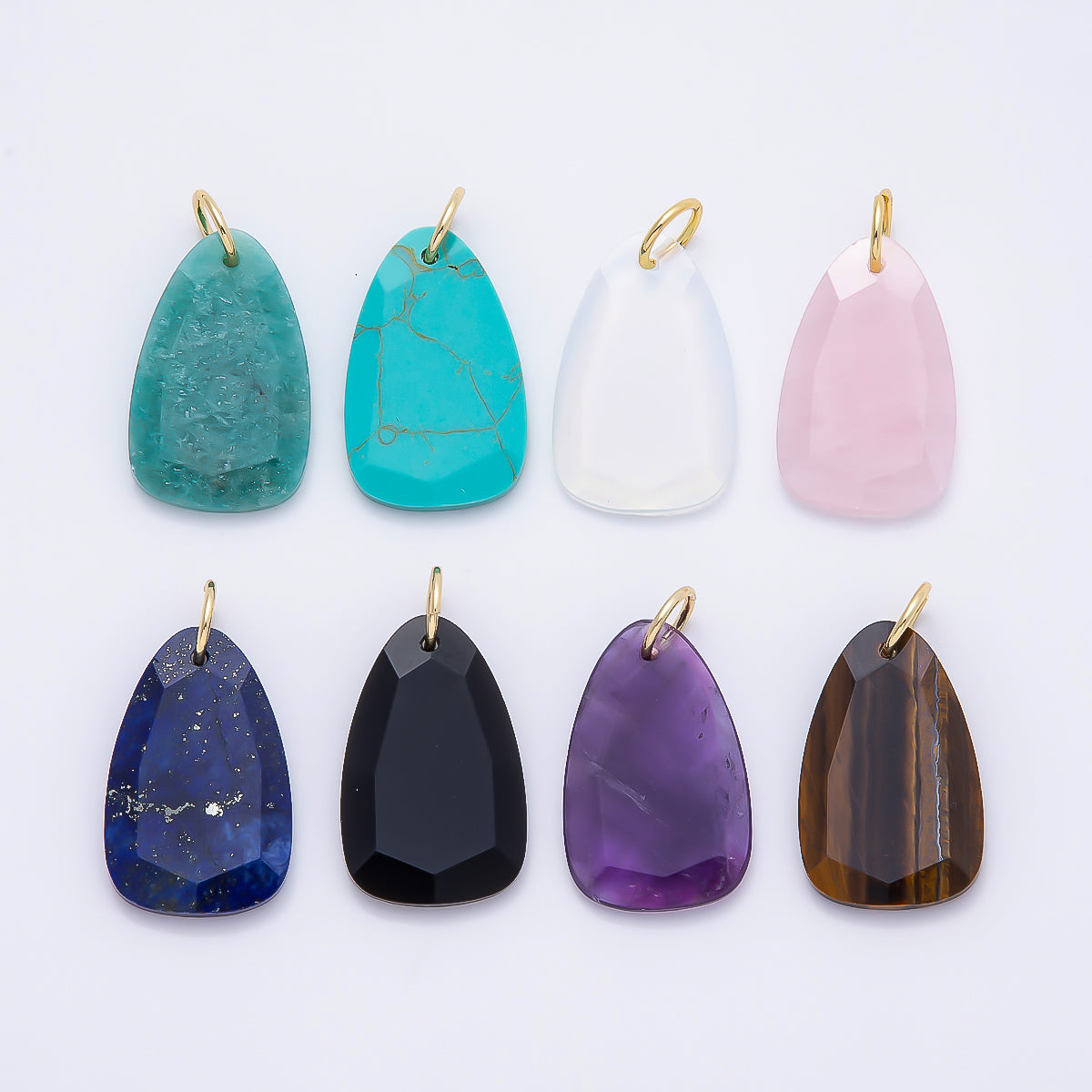 18K Gold Filled 32mm Multifaceted Gemstone Teardrop Charm | Charms-01413 ~ Charms-01420