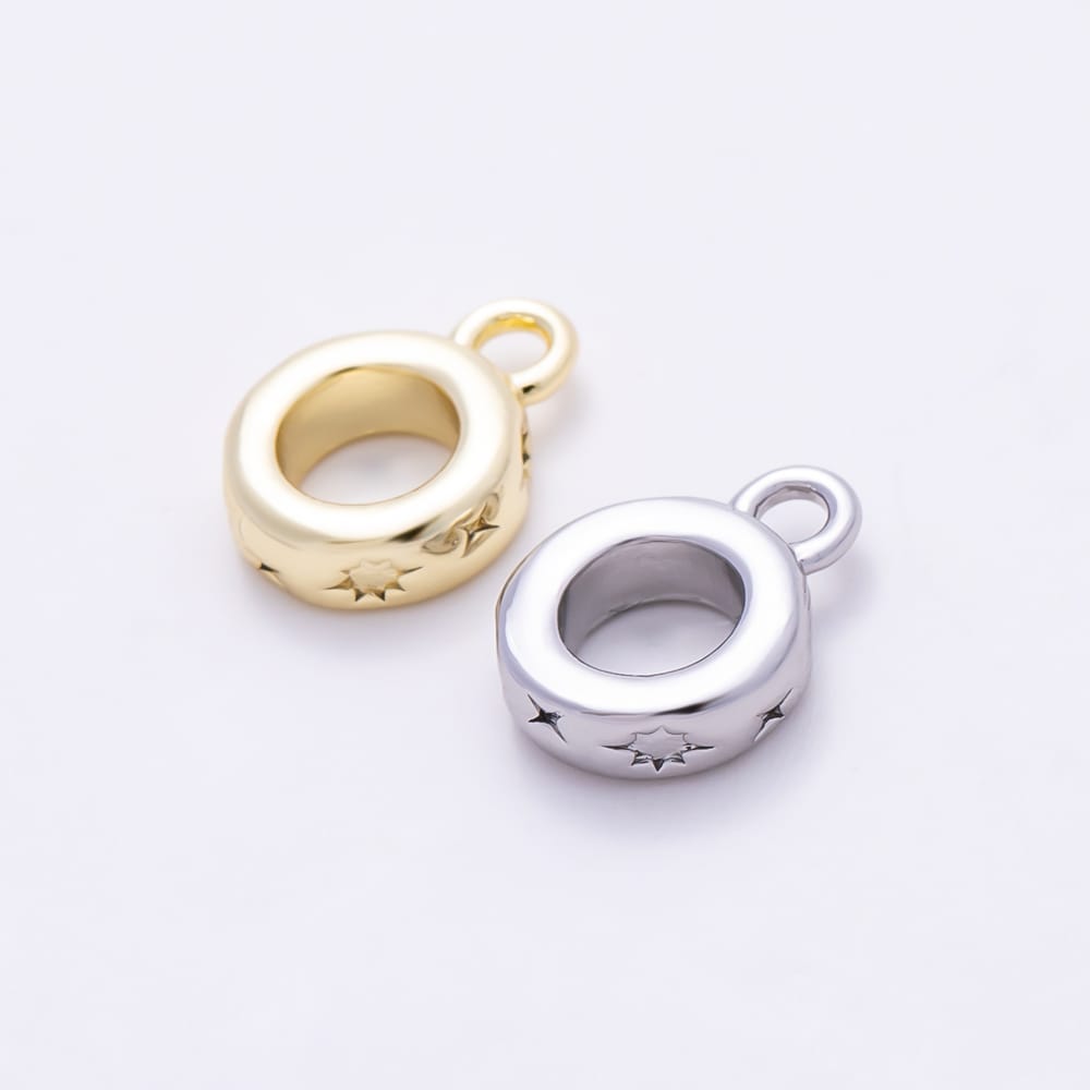 16K Gold Filled 10mm Celestial North Star Embedded Drop Rondelle Bail Findings in Gold & Silver | Findings-00660 Findings-00661
