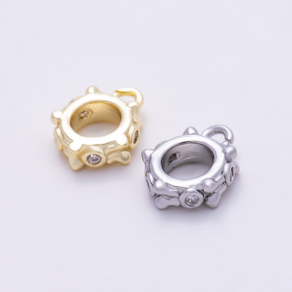 16K Gold Filled 9mm Clear Round CZ Butterfly Drop Rondelle Bail Findings in Gold & Silver | Findings-00648 Findings-00649