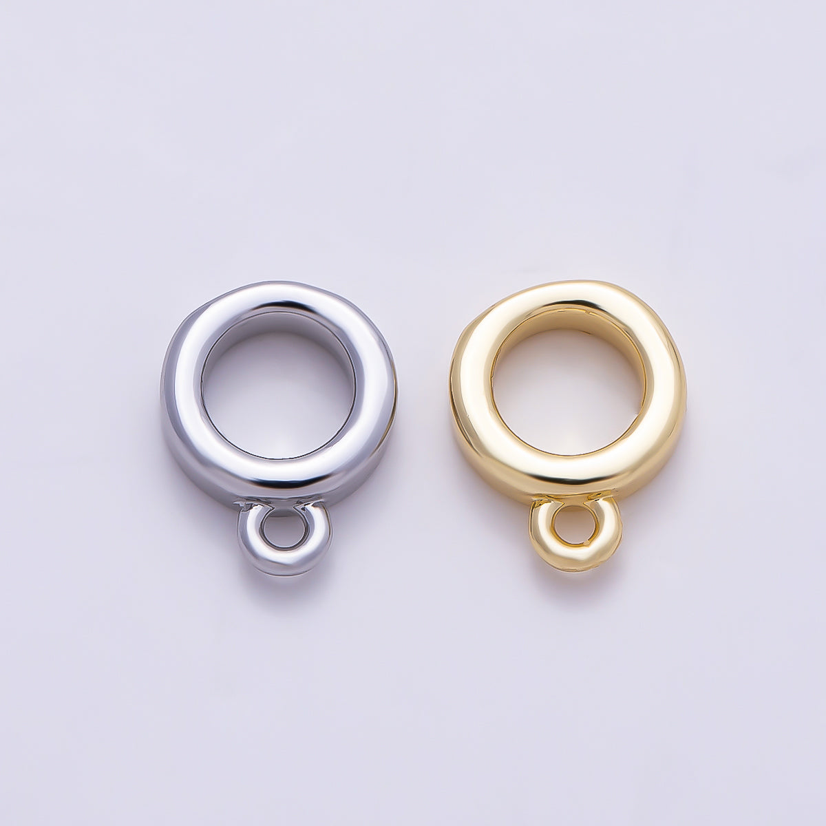 16K Gold Filled 10mm Minimalist Drop Rondelle Collar Chain Bail Findings in Gold & Silver | Findings-00410 Findings-00411