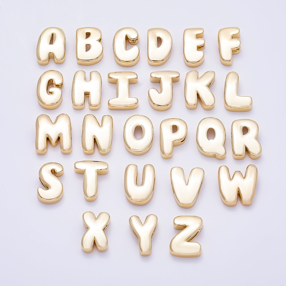 16K Gold Filled 20mm Minimalist Chubby Initial Letter A-Z Alphabet Personalized Bead | Beads-00414 ~ Beads-00439