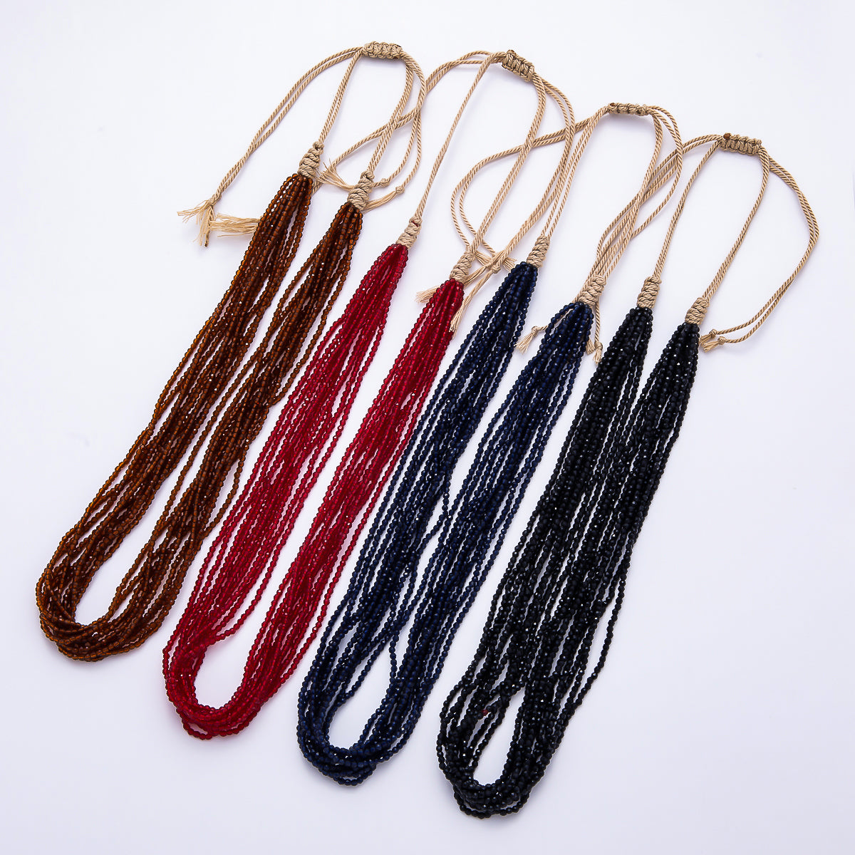 2mm Multi Layer Multifaceted Crystal Gemstone Chain 14 Inch Bolo Adjustable Necklace | WA-02563