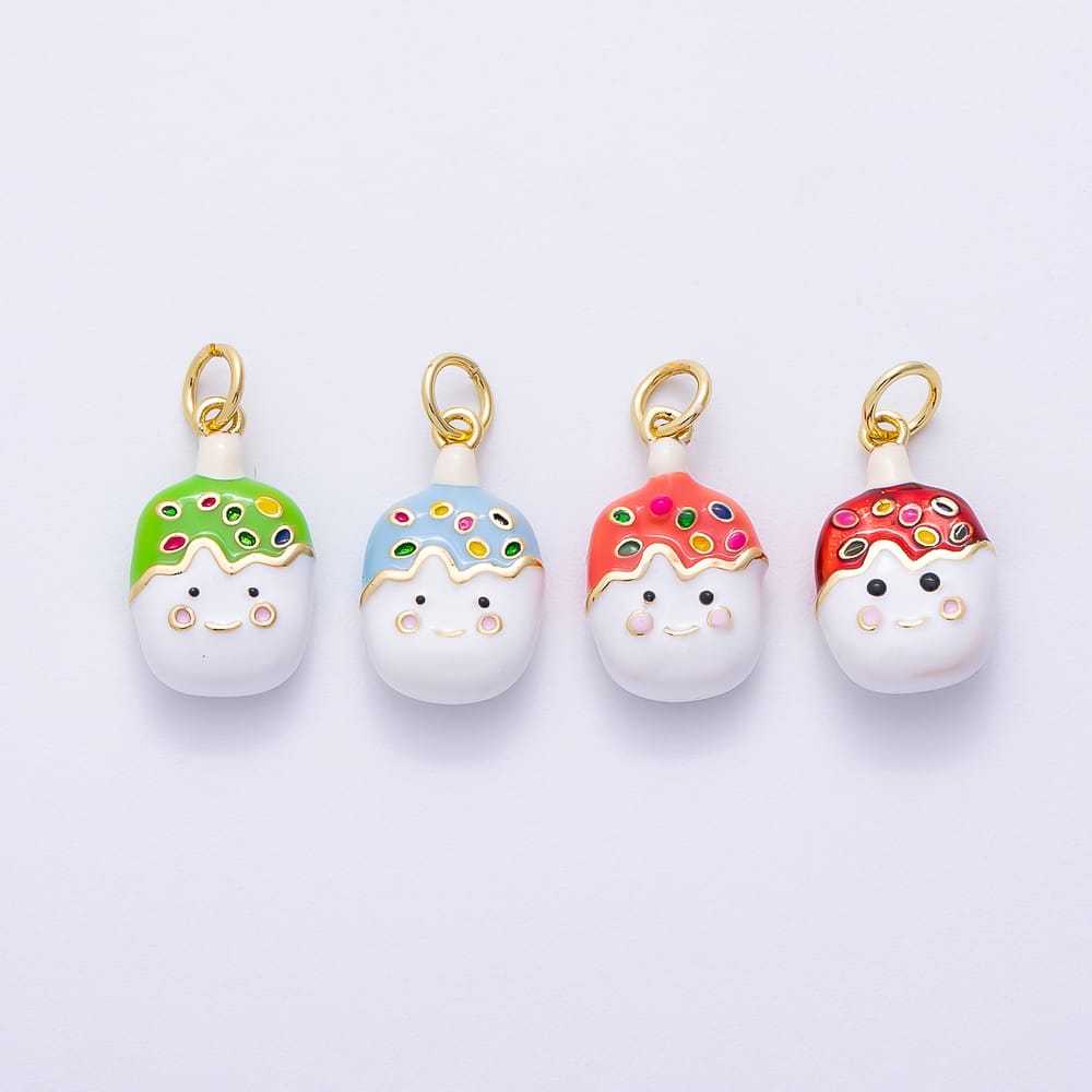 16K Gold Filled 17mm Red, Pink, Blue, Green Enamel Multicolor Sprinkle Popsicle Ice Cream Charm | Charms-02451 ~ Charms-02454