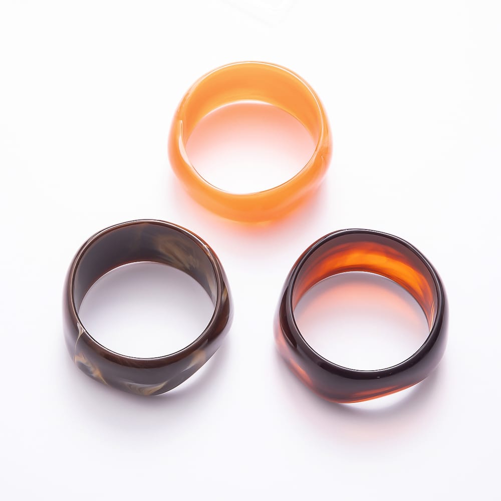 Orange, Brown, Tortoise Shell Edged Geometric Solid Marble Resin Acrylic Wide Bangle Bracelet | WA-02184 WA-02185 WA-02191