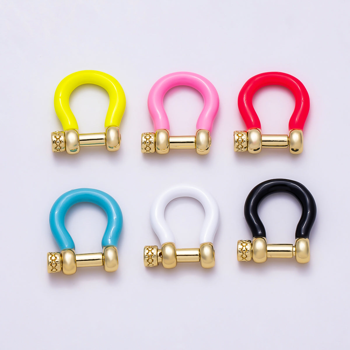 16K Gold Filled 16mm Colorful Horseshoe Anchor Enamel Screw-Pin Clasp | Findings-00550 - Findings-00555