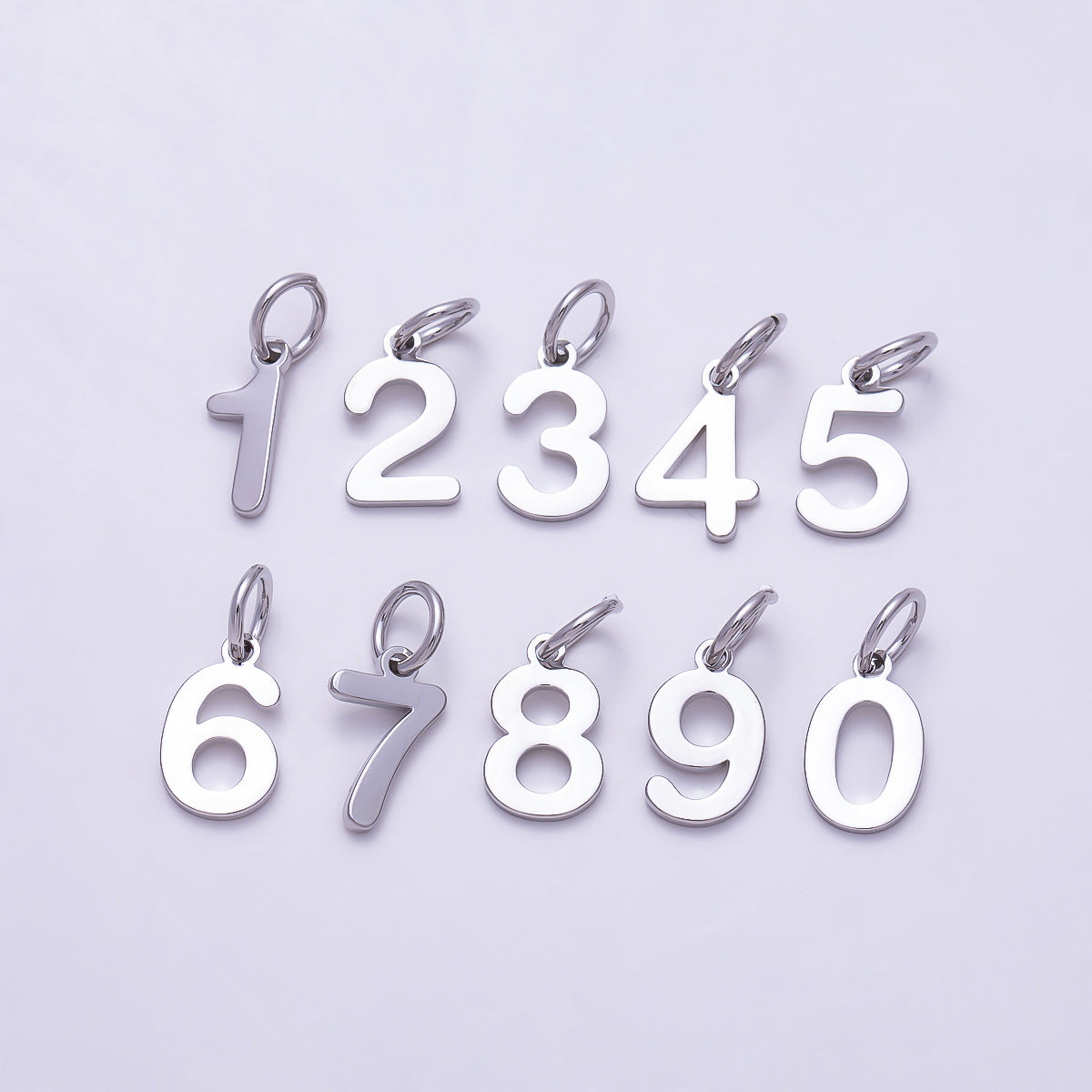 Silver 11mm Bold Geometric Number Charm 0-9 | Charms-01746 ~ Charms-01755