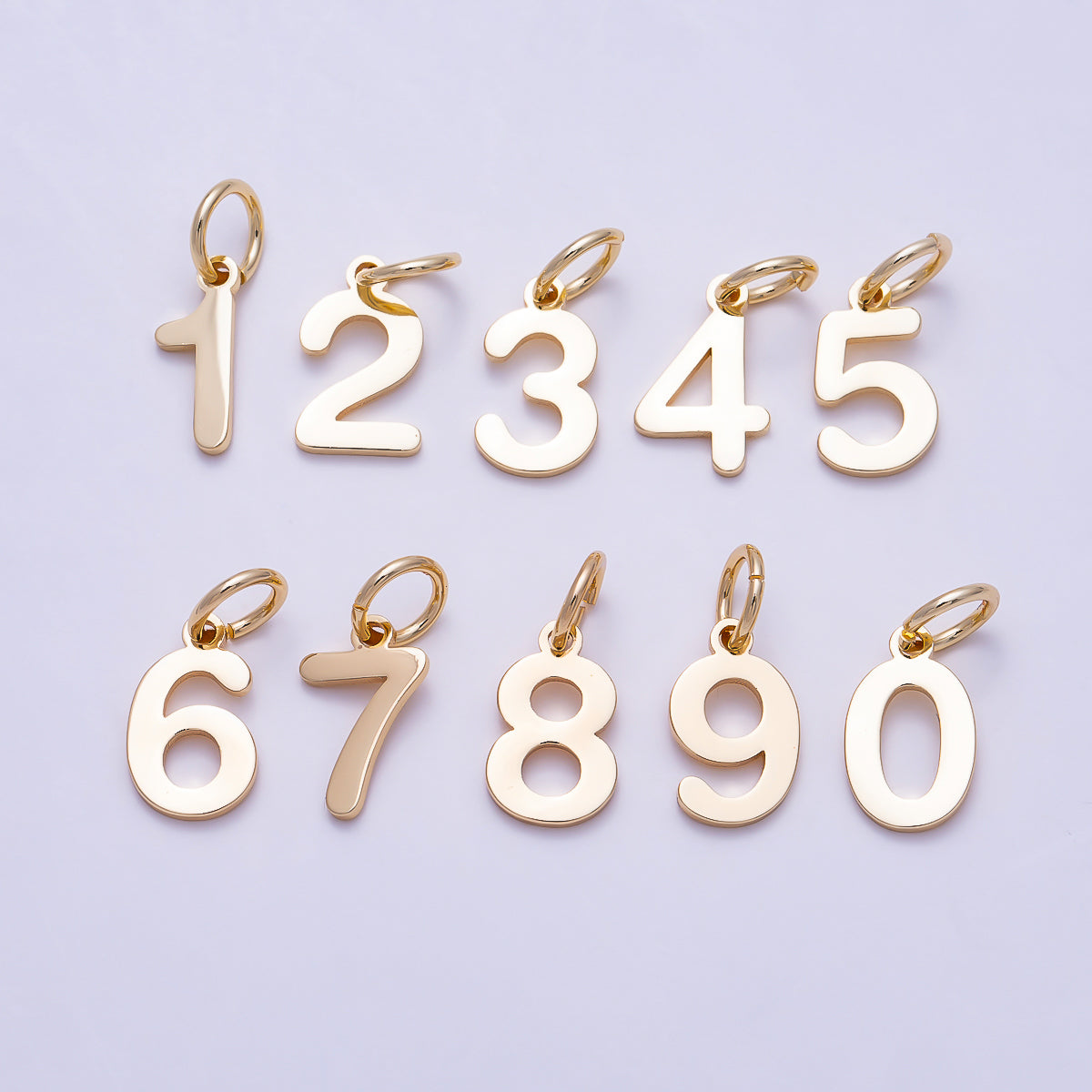 16K Gold Filled 11mm Bold Geometric Number Charm 0-9 | Charms-01736 ~ Charms-01745