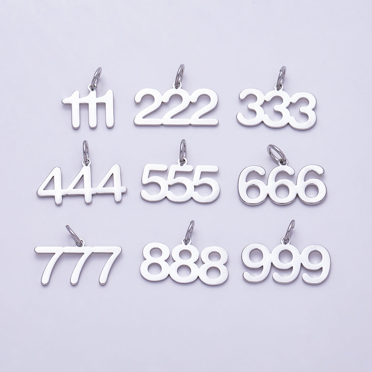 Silver 21mm Angel Number 111-999 Triple Digit Charm 0-9 | Charms-01765 ~ Charms-01773