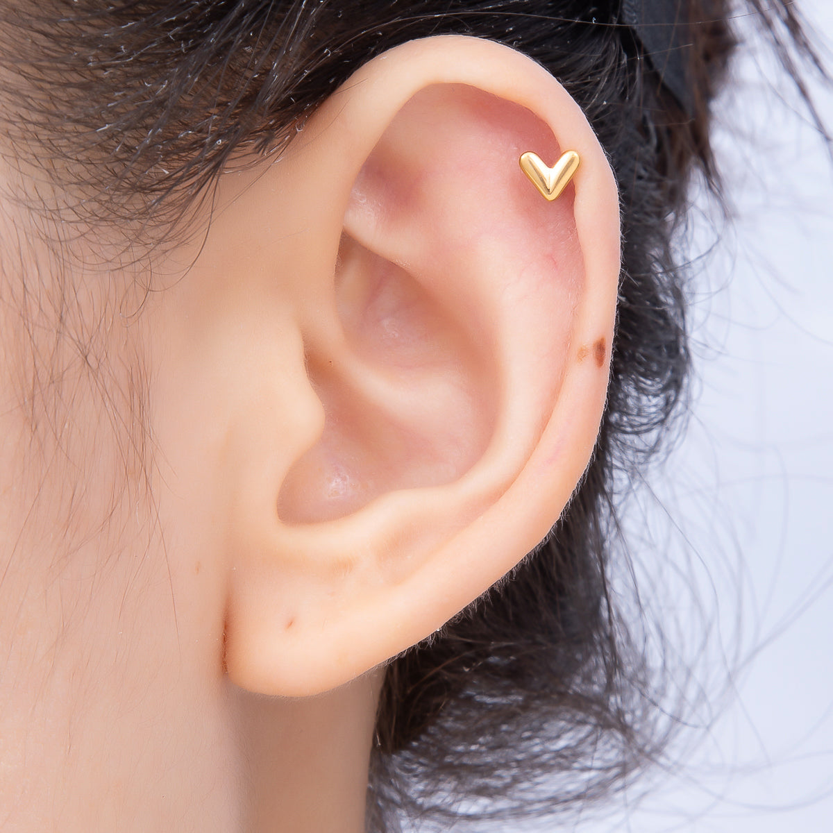 Titanium 4.5mm Minimalist Heart Universal Cartilage Piercing Flat Back Stud | Findings-00432