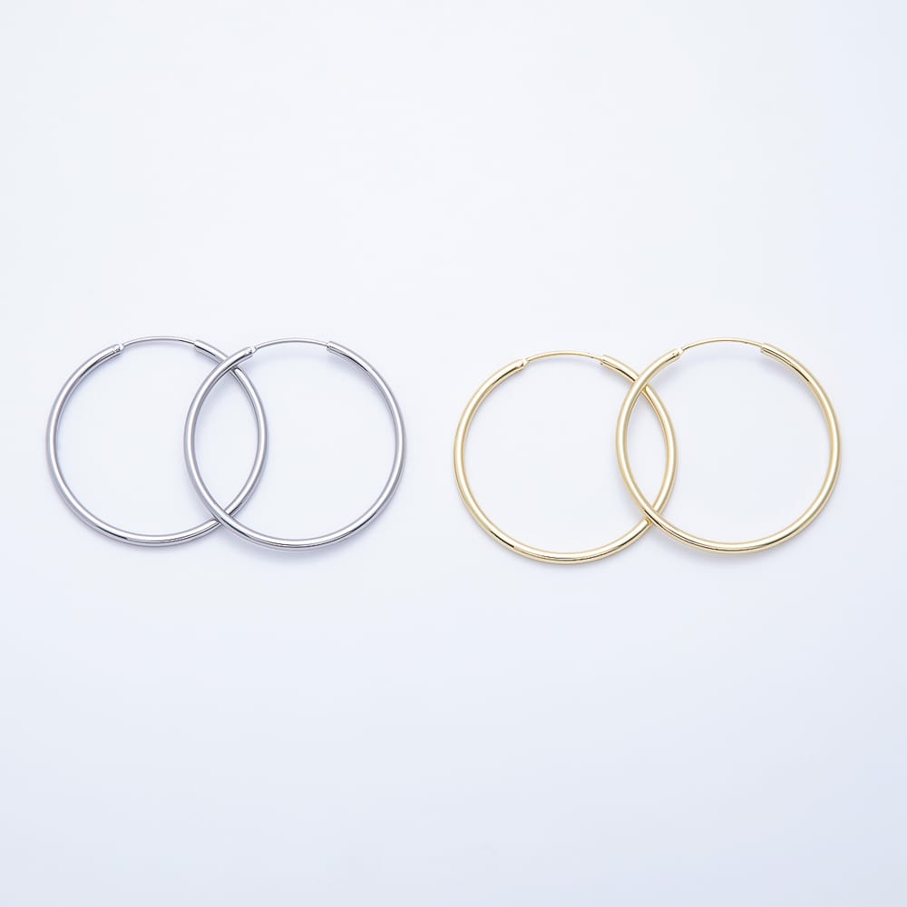 16K Gold Filled 40mm Minimalist Sleeper Hoop Earrings in Gold & Silver | Earrings-01249