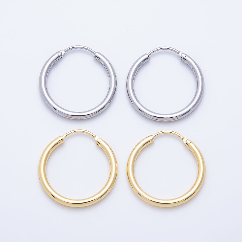 16K Gold Filled 20mm Minimalist Endless Hoop Earrings in Gold & Silver | Earrings-01245 Earrings-01246