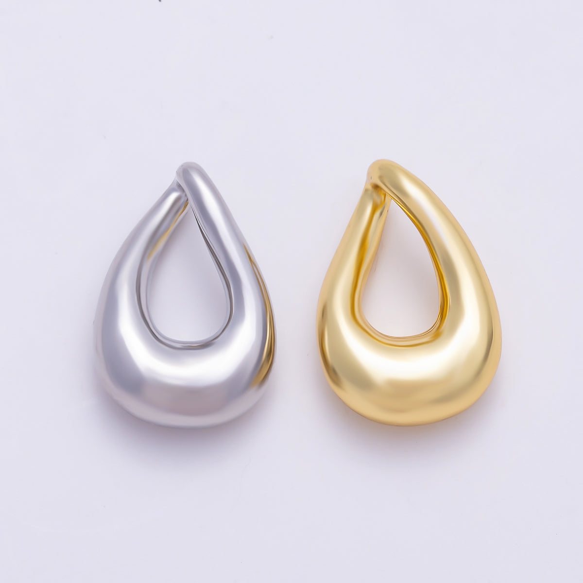 16K Gold Filled 17.7mm Minimalist Chubby Teardrop Pendant Findings in Gold & Silver | Findings-00421 Findings-00422