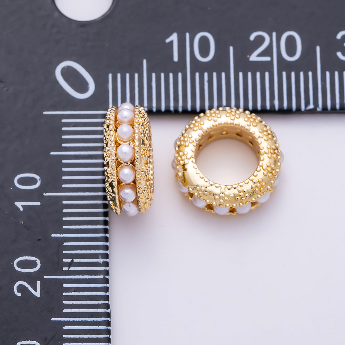16K Gold Filled 5mm Shell Pearl Lined Rondelle Bead | Beads-00536