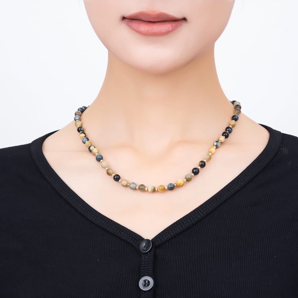 16K Gold Filled 6.5mm Purple Baroque Freshwater Pearl Multi Gemstone Chain 17.5 Inch Necklace, 7.5 Inch Bracelet | WA-00346 WA-00539