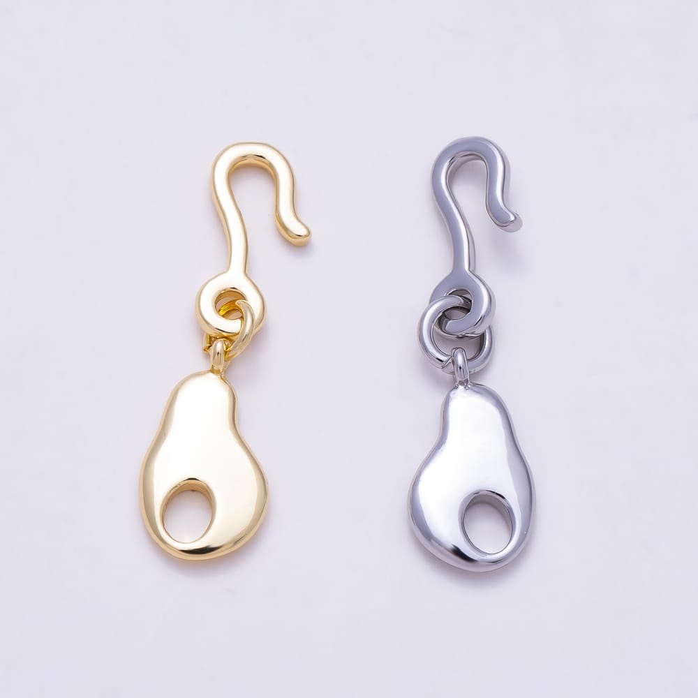 16K Gold Filled 15mm Minimalist Geometric Molten Hook Clasps Closure in Gold & Silver | Findings-00633 Findings-00634