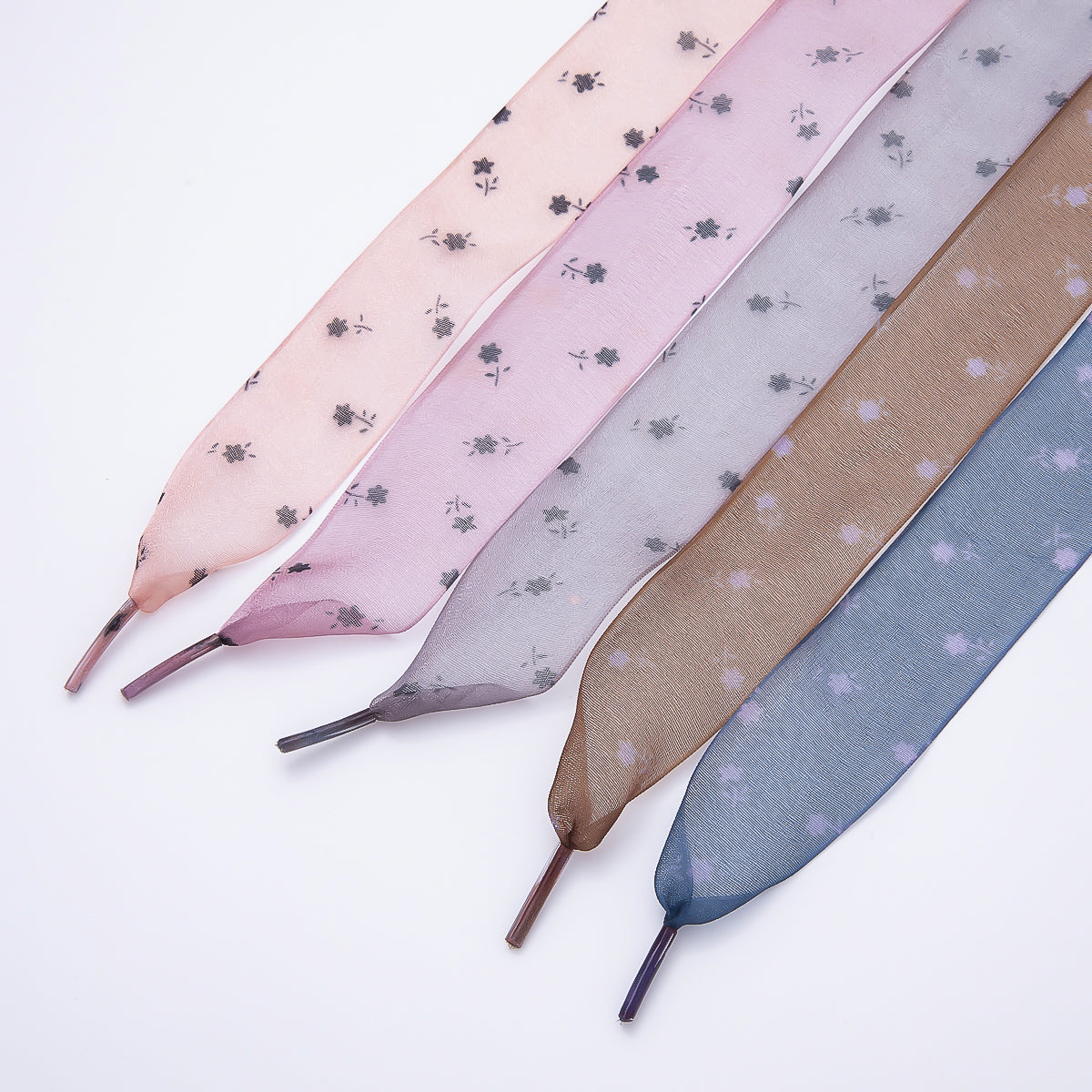Polka Dotted 55 Inch Sheer Chiffon Ribbon Fabric Shoelace Accessories | WB-00359 - WB-00363