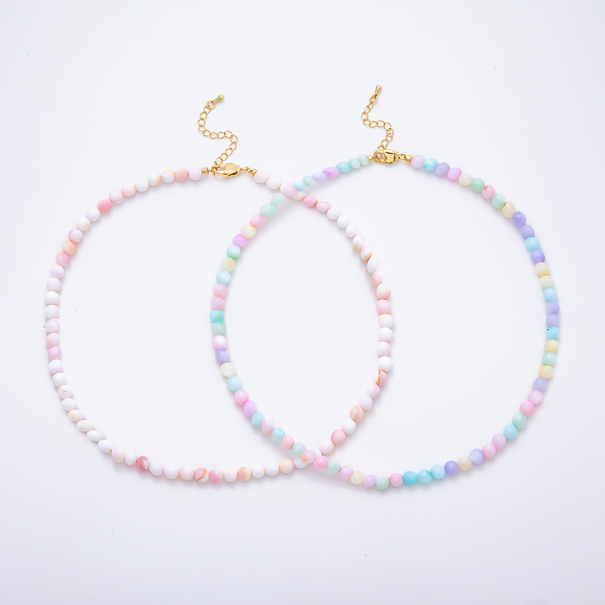 18K Gold Filled 6mm Morganite, Pink Round Gemstone Chain 16.65 Inch Necklace | WA-00408 WA-00414