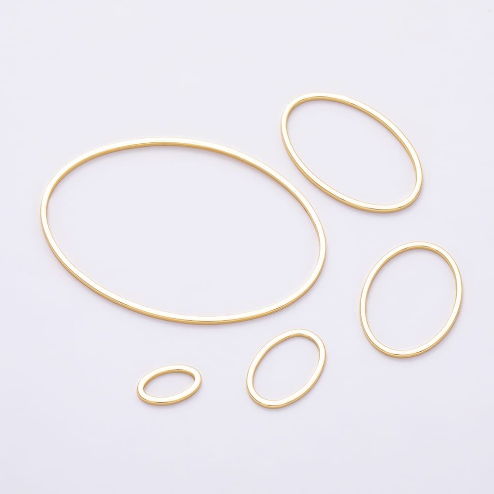 16K Gold Filled 10mm, 14.5mm, 20mm, 26mm, 45mm Minimalist Open Oval Link Findings | Findings-00531 ~ Findings-00535