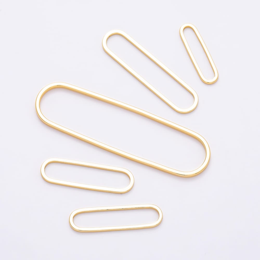16K Gold Filled 19mm, 24.7mm, 25mm, 32.5mm, 50mm Minimalist Open Oblong Link Findings | Findings-00536