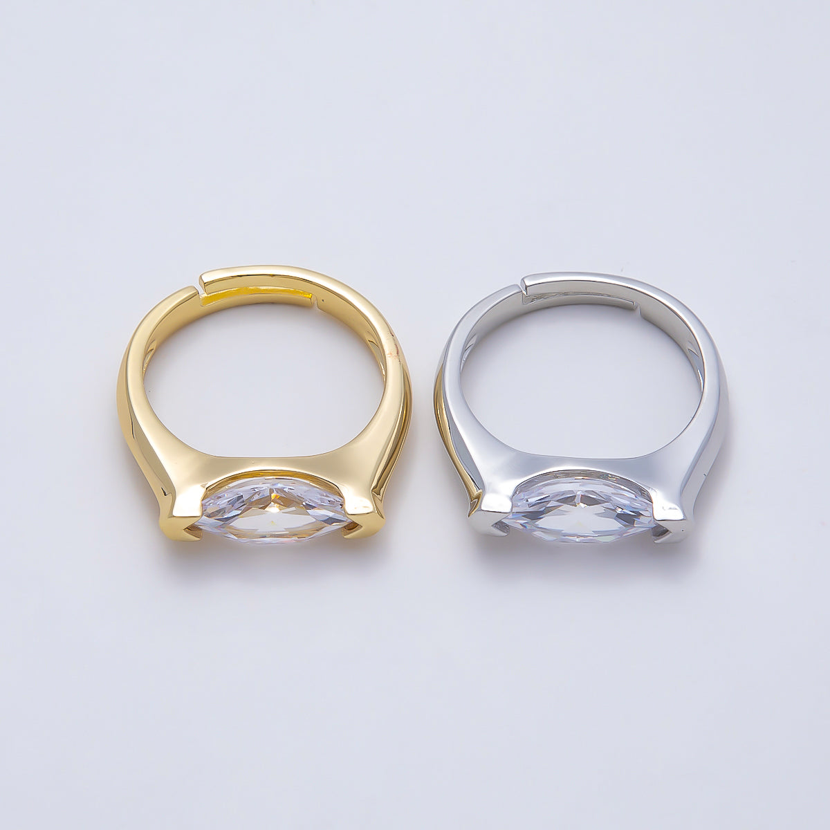 16K Gold Filled Clear CZ Marquise Prong Ring in Gold & Silver | Rings-00297 Rings-00298