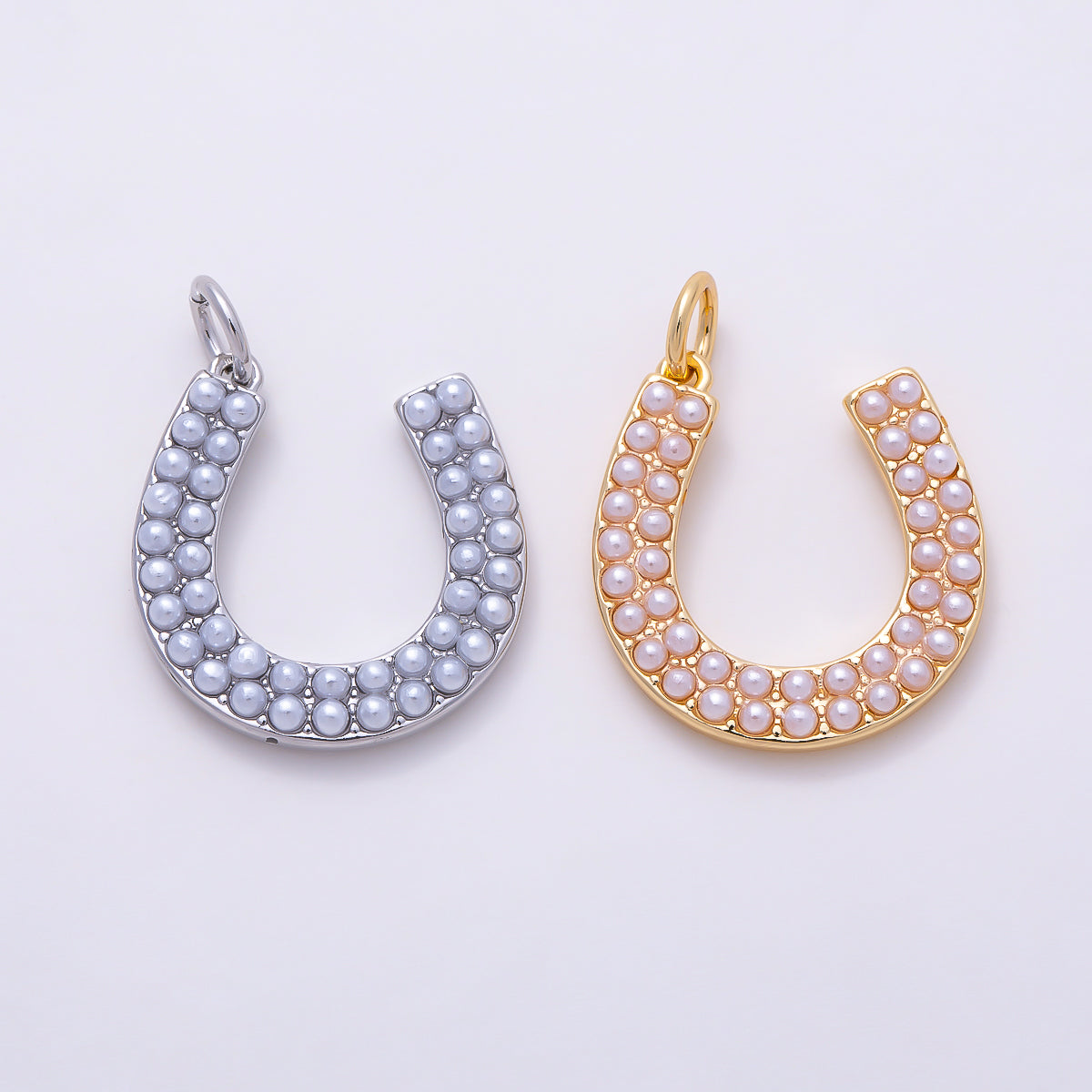 16K Gold Filled 18mm Double-Row Shell Pearl Horseshoe Lucky Charm | Charms-01688 - Charms-01689