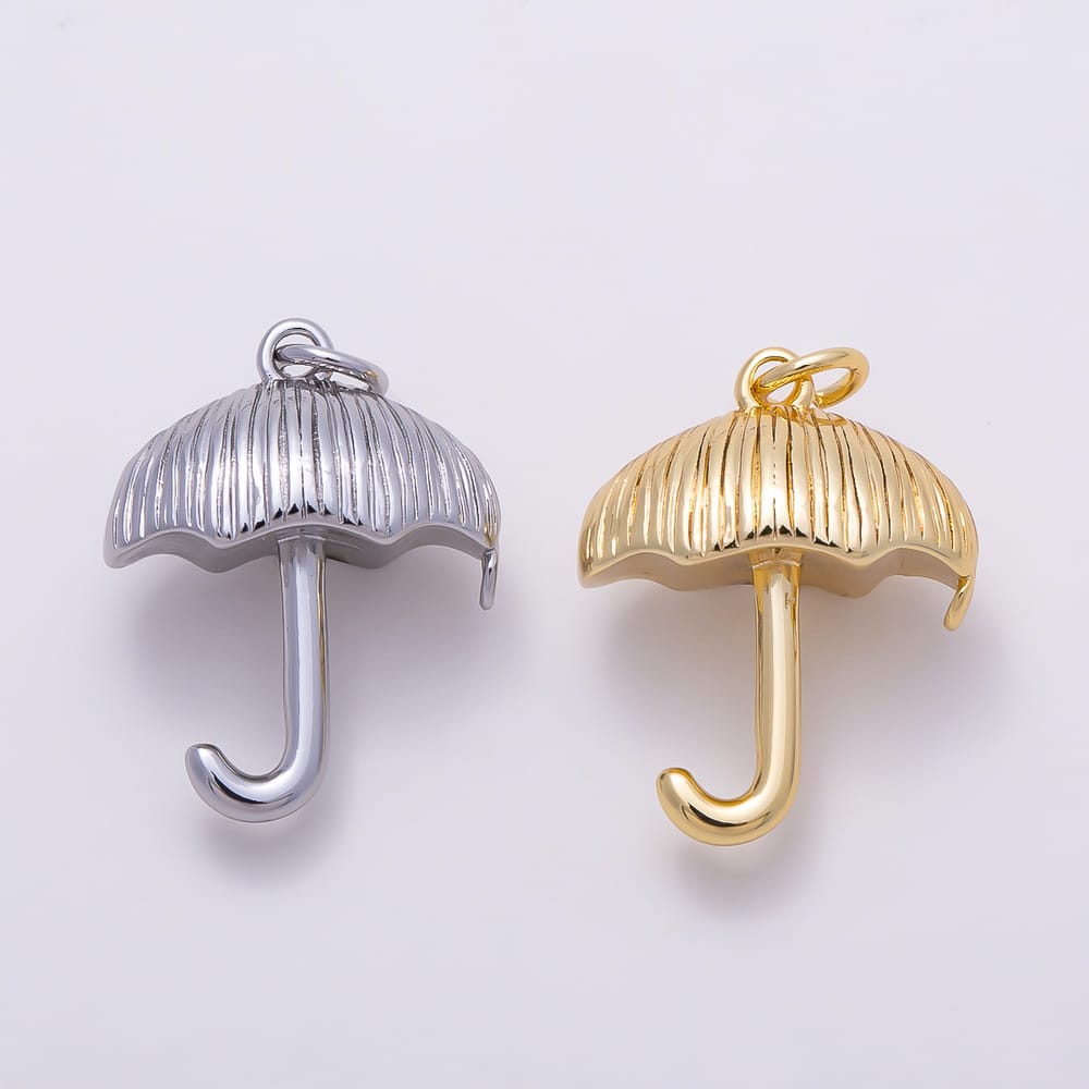 16K Gold Filled 20mm Cute Textured 3D Fluted Umbrella Charm | Charms-02129 - Charms-02130