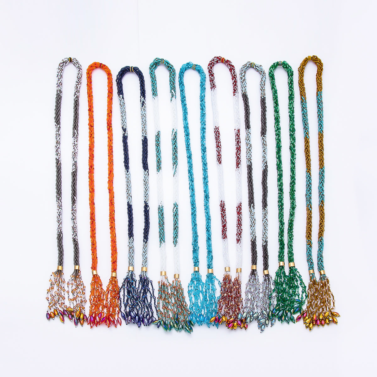 Handmade 7mm Multi Layer Fringe Knot Lariat Multifaceted Crystal Gemstone Chain 36 Inch Necklace | WA-01145 ~ WA-01307
