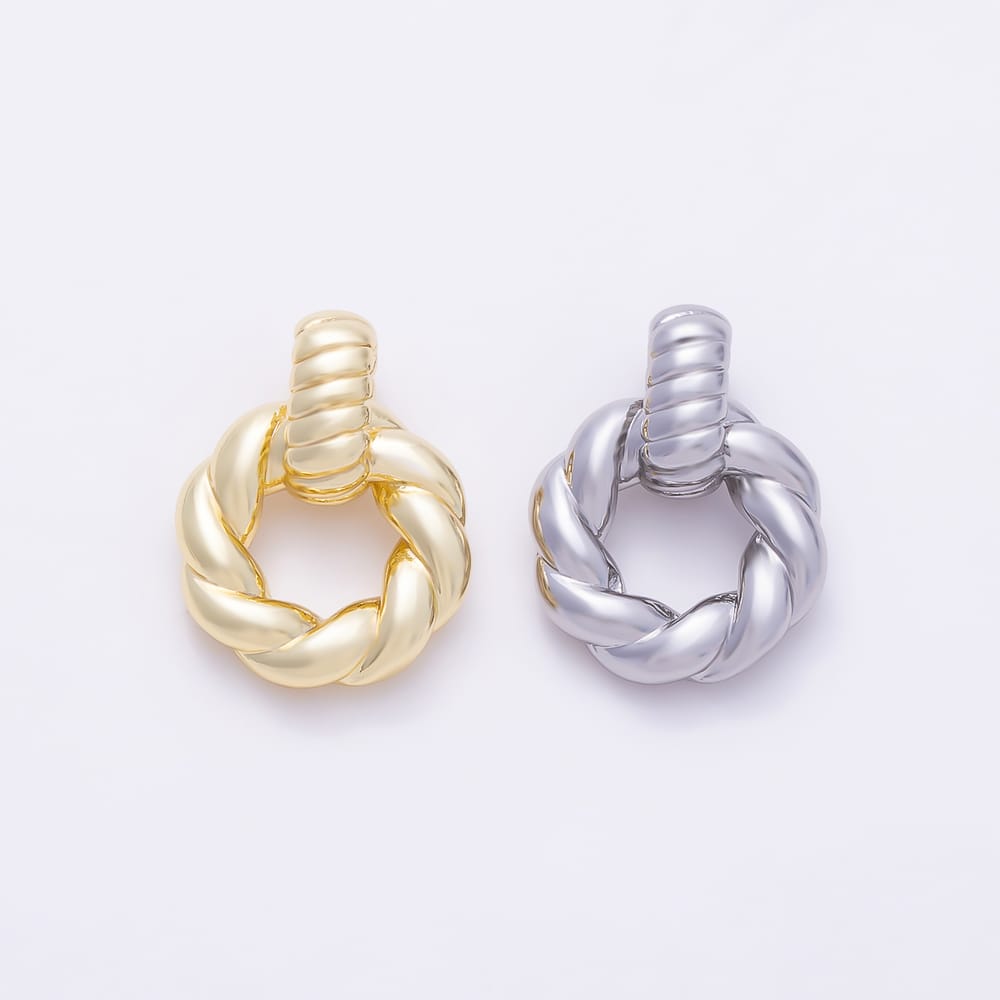 16K Gold Filled 18mm Ribbed Croissant Round Circle Pendant in Gold & Silver | Charms-02232 Charms-02233