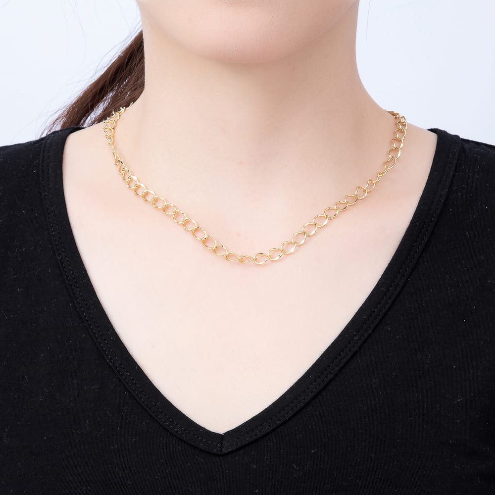 Stainless Steel 6.6mm Minimalist Geometric Curb Chain 19.5 Inch Necklace | WA-01587