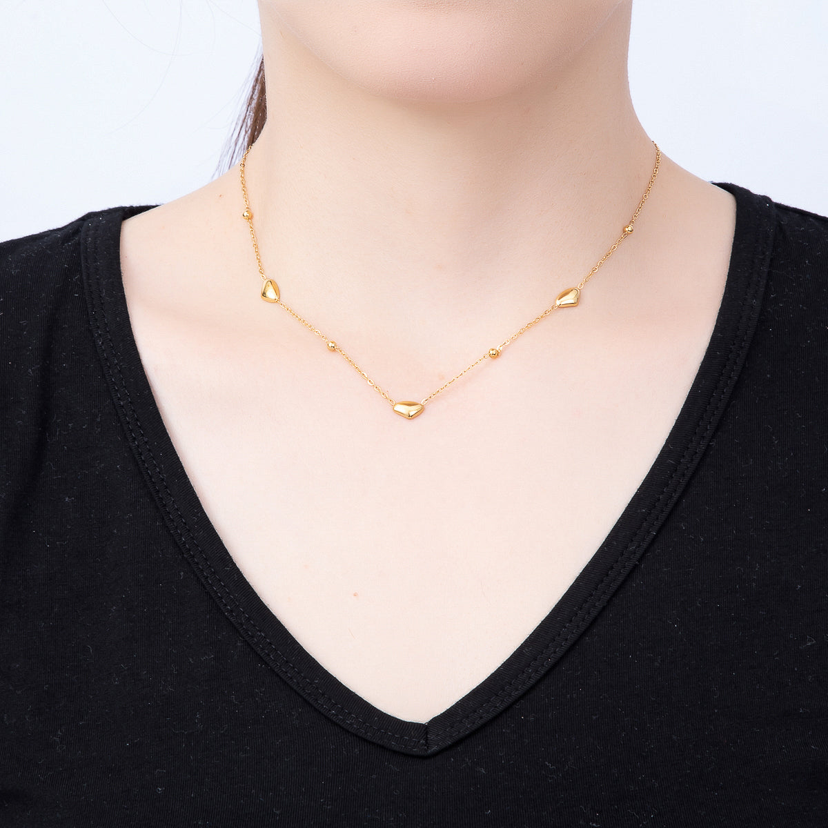 Stainless Steel 3mm Minimalist Molten Pebble Cable Chain 16 Inch Necklace | WA-00993