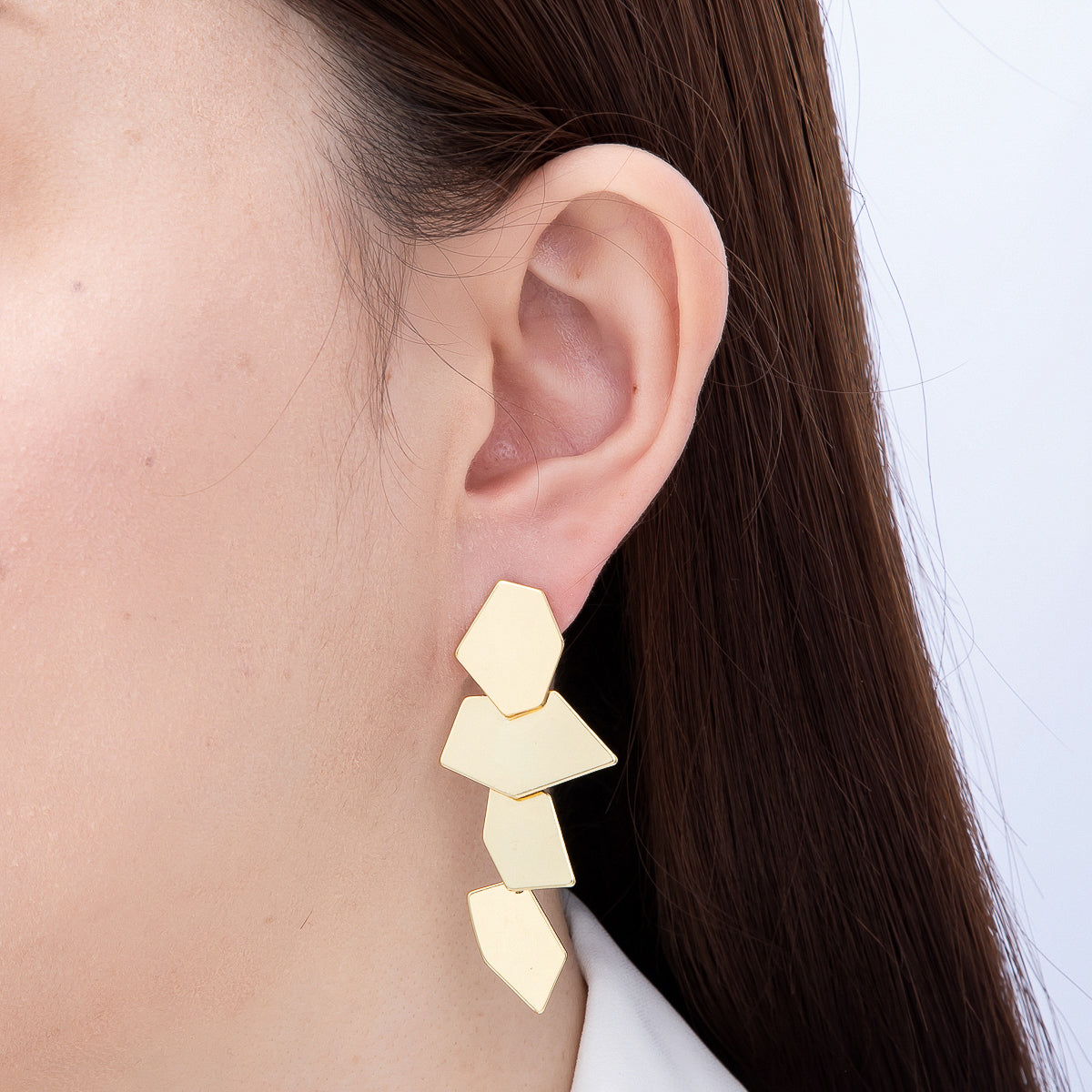 16K Gold Filled 54mm Asymmetric Polygon Statement Drop Earrings | Earrings-00824