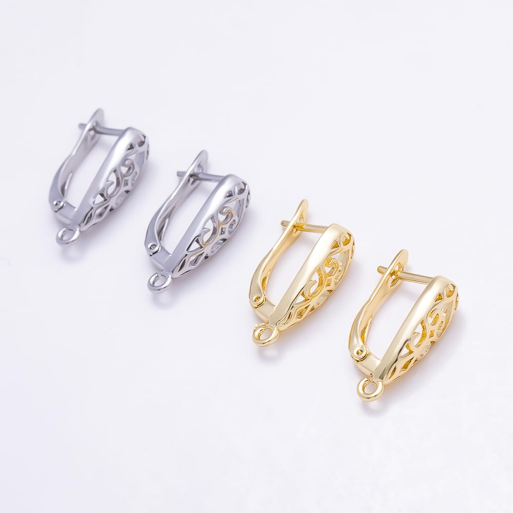 16K Gold Filled 21mm Vintage Filigree Leverback Earring Findings | Findings-00598 - Findings-00599