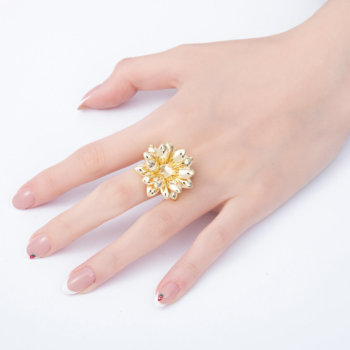 16K Gold Filled Minimalist Spiked Blooming Flower Ring | Rings-00306