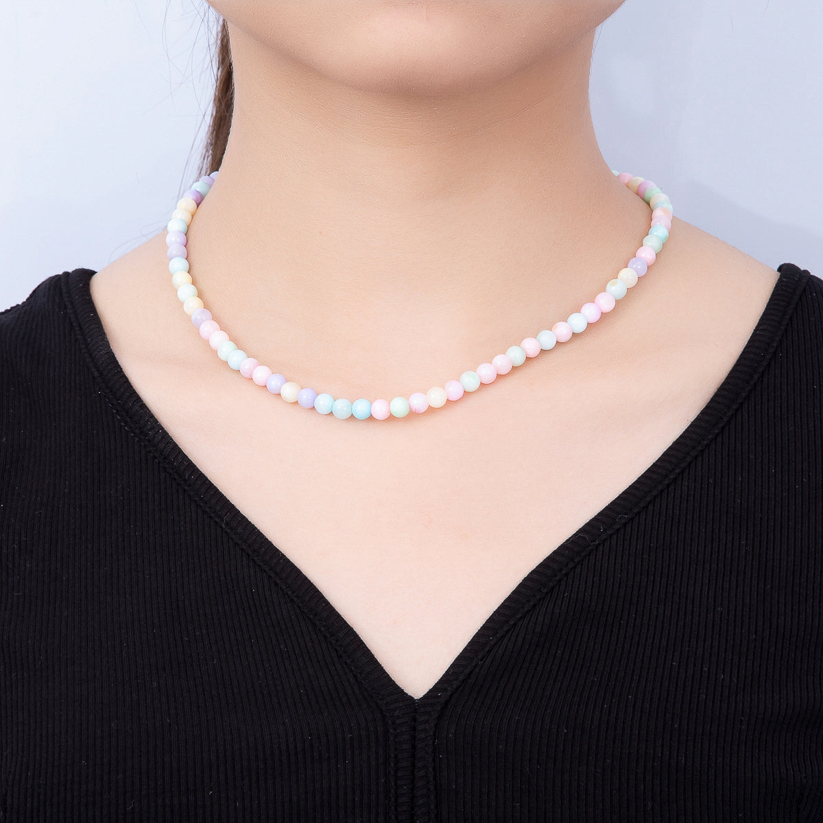 18K Gold Filled 6mm Morganite, Pink Round Gemstone Chain 16.65 Inch Necklace | WA-00408 WA-00414