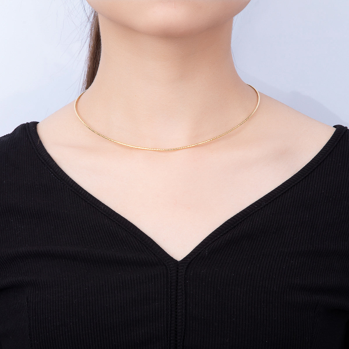 18K Gold Filled 1.5mm Round Snake Chain Choker Necklace | WA-00274 - WA-00275