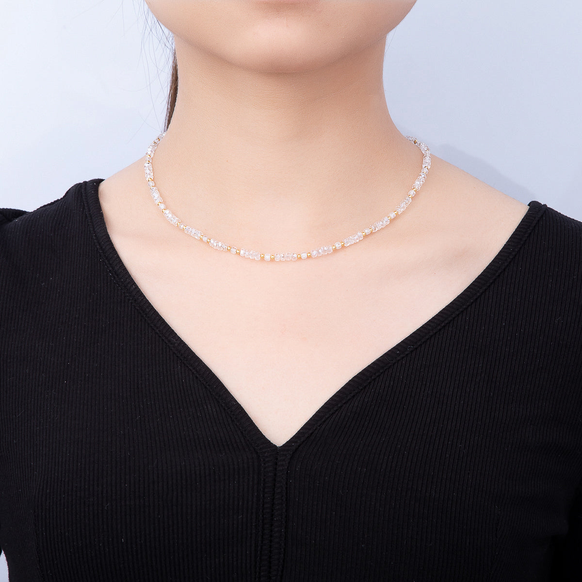 3mm Blue, Pink, Clear AB, Peach, White, Green Tube Rondelle Multifaceted Crystal Gemstone Chain 16 Inch Necklace | WA-00898 ~ WA-01015