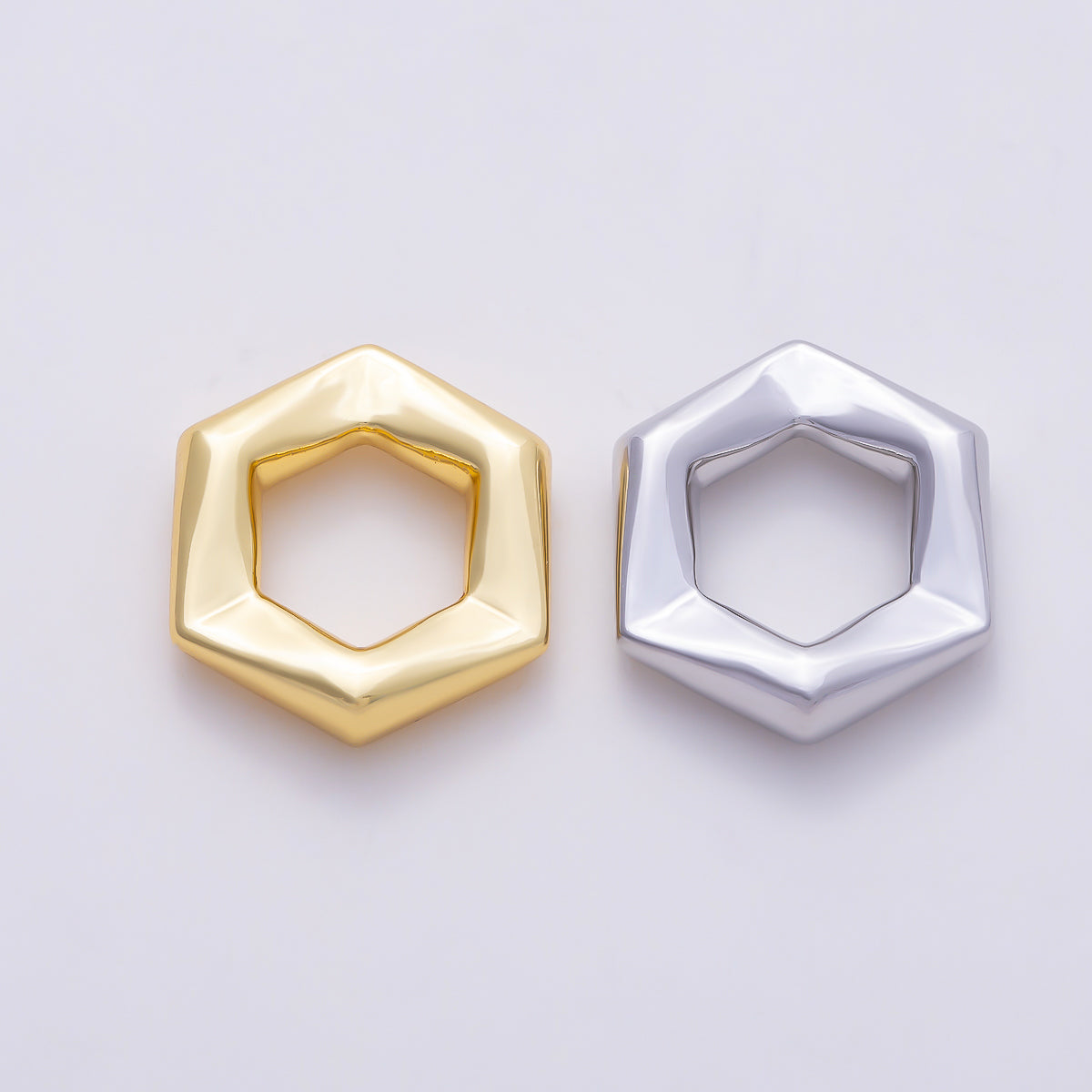 16K Gold Filled 15mm Modern Geometric Hexagonal Spacer Bead | Beads-00563 - Beads-00564