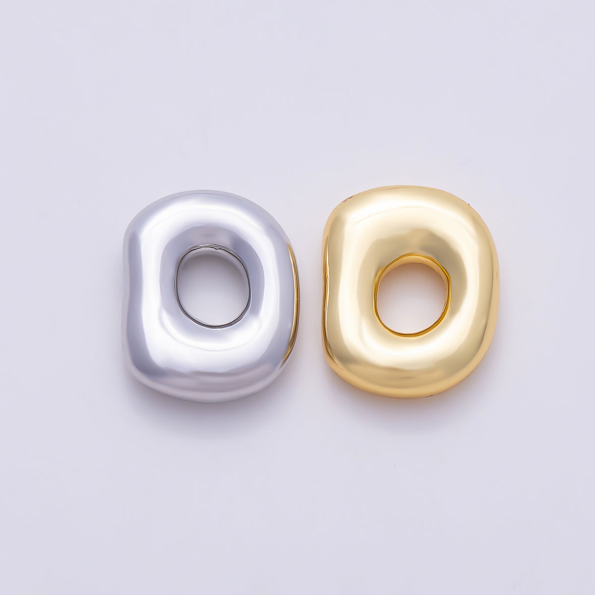 16K Gold Filled 13mm Puffy Organic Oval Pebble Spacer Bead | Beads-00565 - Beads-00566